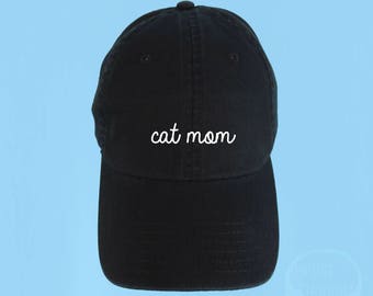 CAT MOM Dad Hat Embroidered Baseball Black Cap Low Profile Custom Strap Back Unisex Adjustable Cotton Baseball Hat