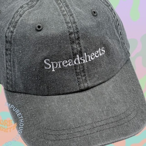 Spreadsheets Embroidered Cap Low Profile Custom Strap Back Unisex Adjustable Cotton Baseball Dad Hat Pick Your Colors Made in USA