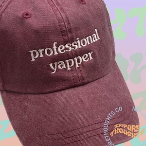 Professional Yapper Embroidered Design Baseball Cap Dad Hat Low Profile Adjustable Strap Unisex Cotton Pick Your Colors Made in USA