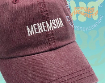 Menemsha Baseball Hat Embroidered Ball Cap Dad Hat Style Low Profile Buckle Strap Back Unisex Adjustable Cotton Baseball Hat
