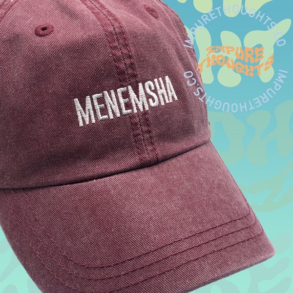 Menemsha Baseball Hat Embroidered Ball Cap Dad Hat Style Low Profile Buckle Strap Back Unisex Adjustable Cotton Baseball Hat