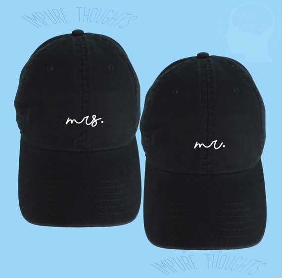 SET OF 2 Mrs. Mr. Hats Embroidered 
