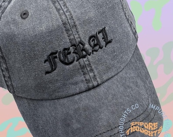 FERAL Embroidered Baseball Hat Dad Cap Low Profile Custom Strap Back Unisex Adjustable Cotton Pick Your Colors Made in USA
