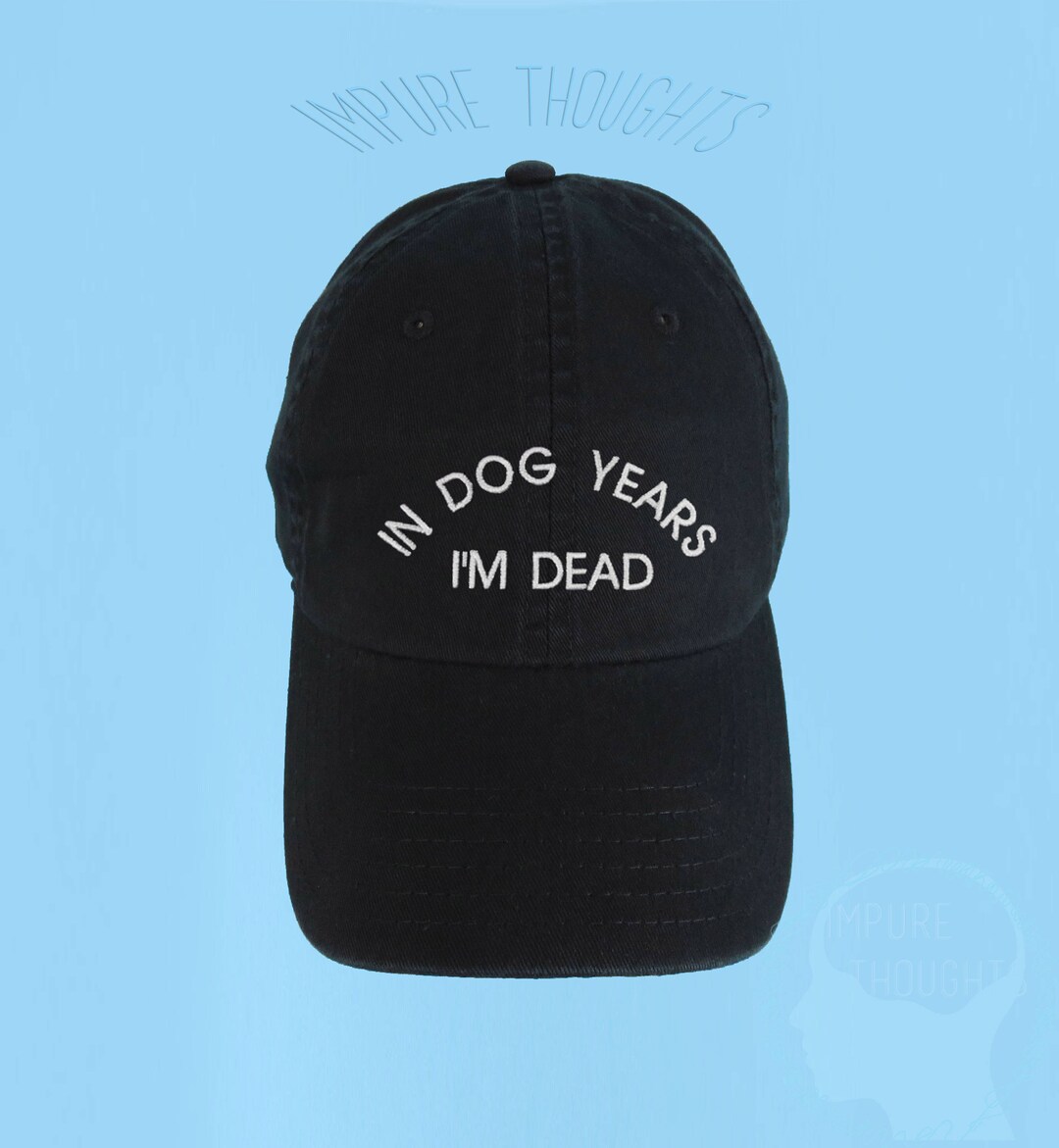 In Dog Years I'm Dead Dad Hat Embroidered Baseball Black Cap Low Profile Custom Strap Back