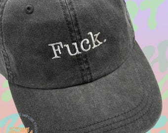 FUCK. Dad Hat Embroidered Baseball Black Cap Low Profile Custom Strap Back Unisex Adjustable Cotton Baseball Hat Made in USA
