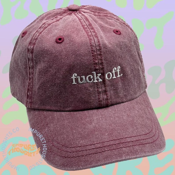 FUCK OFF Dad Hat Embroidered Baseball Cap Low Profile Black Custom Strap Back Unisex Adjustable Cotton Baseball Hat Made in USA