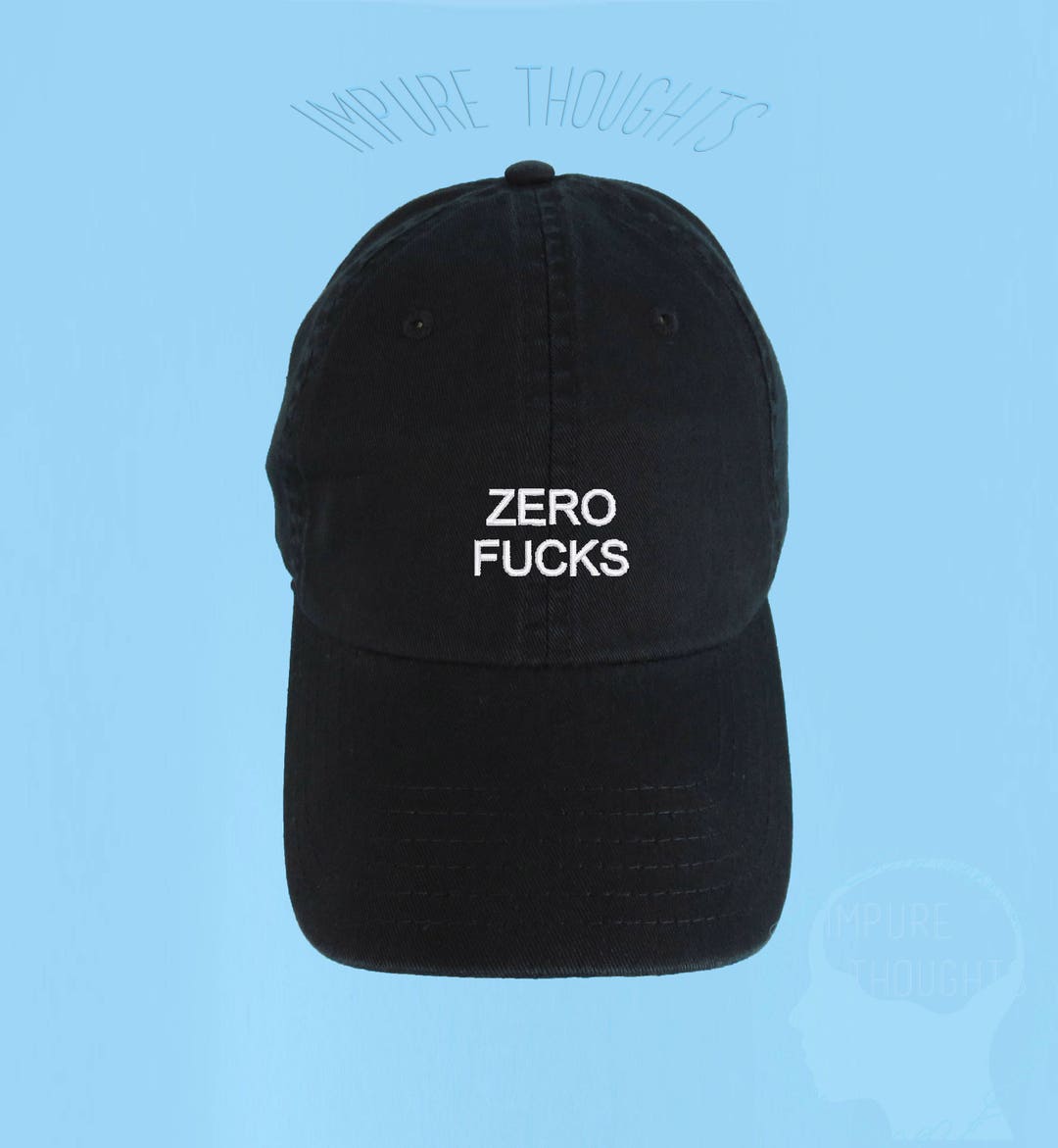 ZERO FUCKS Dad Hat Embroidered Baseball Black Cap Low Profile - Etsy