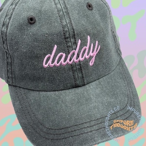 Daddy Embroidered Cursive Baseball Hat Unisex Low Profile Dad Hat Adjustable Strap Pick Your Colors Made in USA