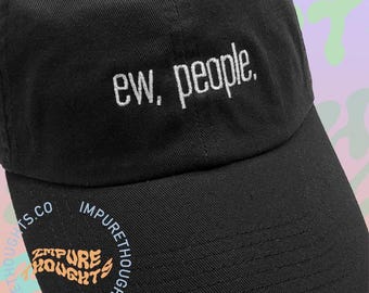 EW PEOPLE Dad Hat Embroidered Baseball Cap Low Profile Black Custom Strap Back Unisex Adjustable Cotton Baseball Hat Made in USA