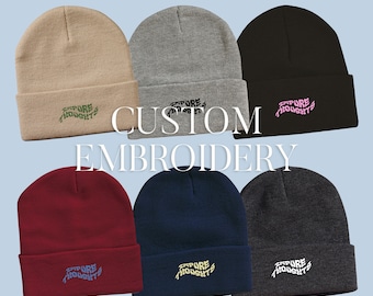 Custom Embroidered Knit Beanie Design Your Own BEANIE Unisex Personalize Your Cap - For Details Please Read Description