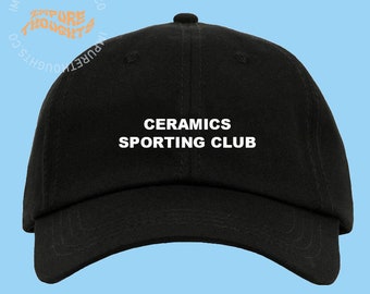 Ceramics Sporting Club Hat Pottery Embroidered Baseball Cap Low Profile Black Custom Strap Back Unisex Adjustable Cotton Baseball Hat