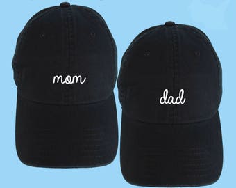 SET 2 Mom und Dad Hat Bestickte Baseballkappe Low Profil Strap Zurück Unisex Verstellbare Baseballmütze