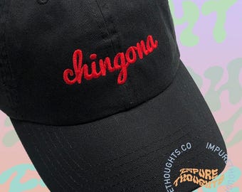 CHINGONA Dad Hat Embroidered   Baseball Cap Low Profile Custom Black Strap Back Unisex Adjustable Cotton Baseball Hat Made in USA