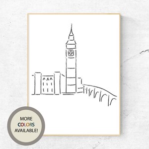 Londres, Angleterre Travel Wall Art, Affiche de voyage | Big Ben | moderne, minimaliste, taille et couleur personnalisées