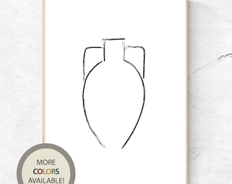 Italië Wijn Reizen Wall Art, Reizen Poster 8x10 | Toscane, terracotta pot | modern, schets, minimalistisch, aangepast formaat en kleur