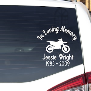 Dirt Bike Memorial, Motorcycle Decal, Memorial, Personalized Decal, In loving Memory, Memorial Decal, In Memory, Custom Car Decal, MEM160
