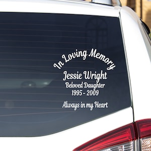 Personalized Memorial Decal, Auto Decal, In Memory of, In loving Memory, Memorial Decal, Memorial, In Memory, Car Decal, MEM128