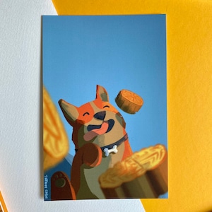Corgi and mooncakes (Postcard / print)
