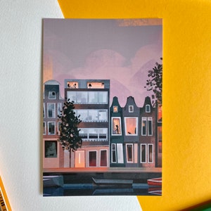 La vie urbaine à Amsterdam carte postale / impression