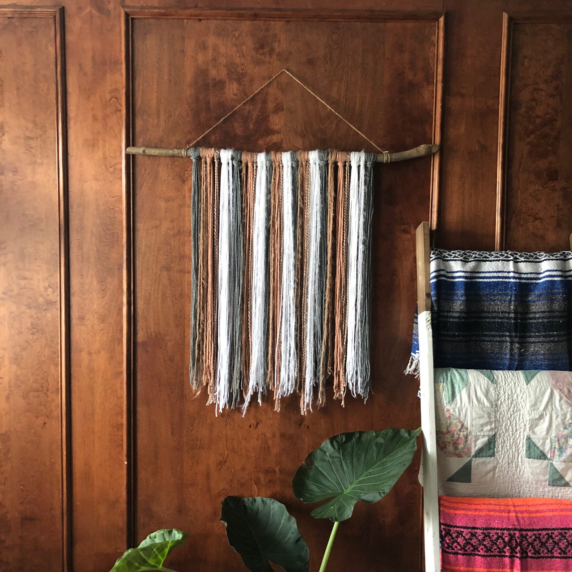 Tapiz colgante de pared de hilo /Boho Yarn Tapestry / Macramé | Etsy