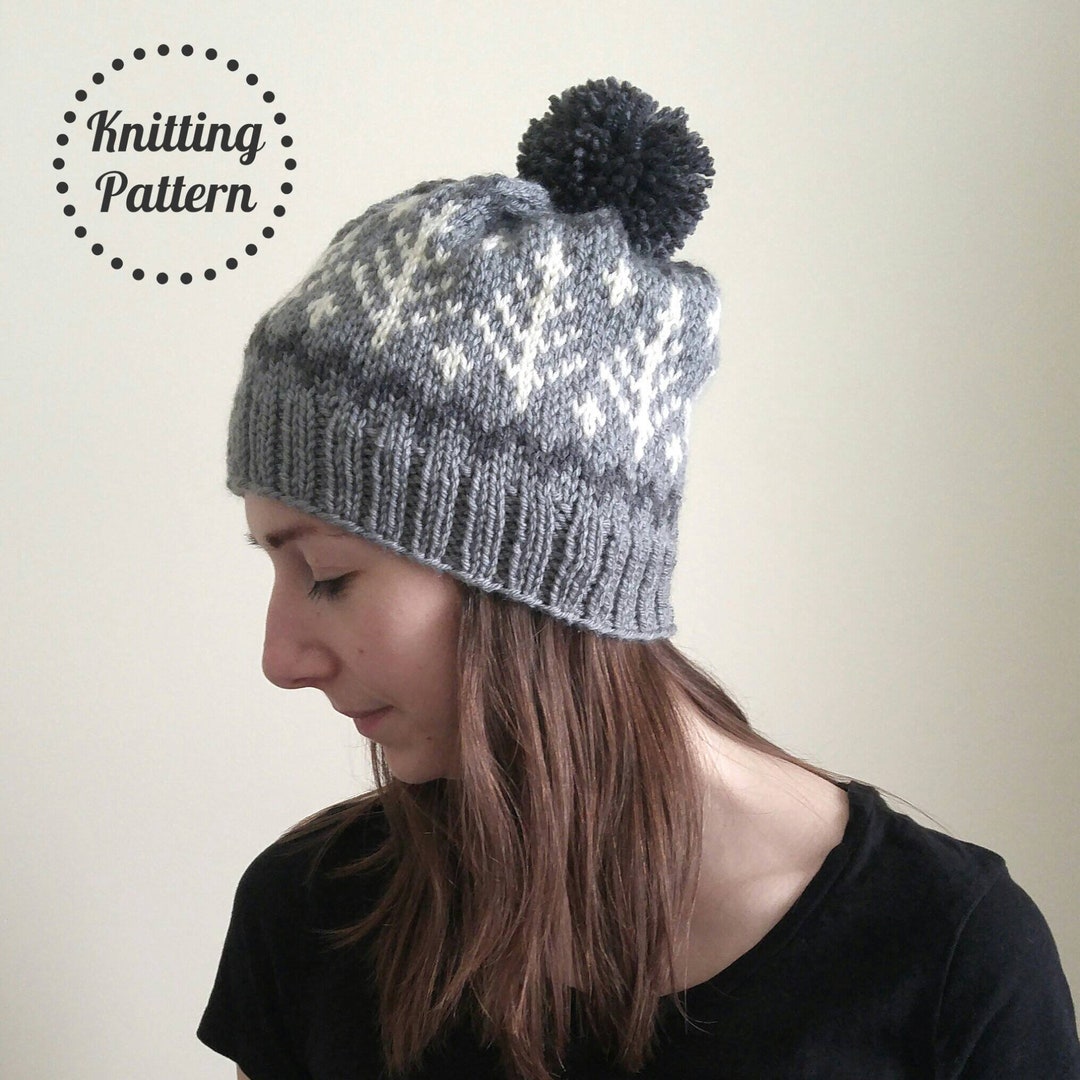 Wintery Fair Isle Knit Hat PATTERN - Etsy