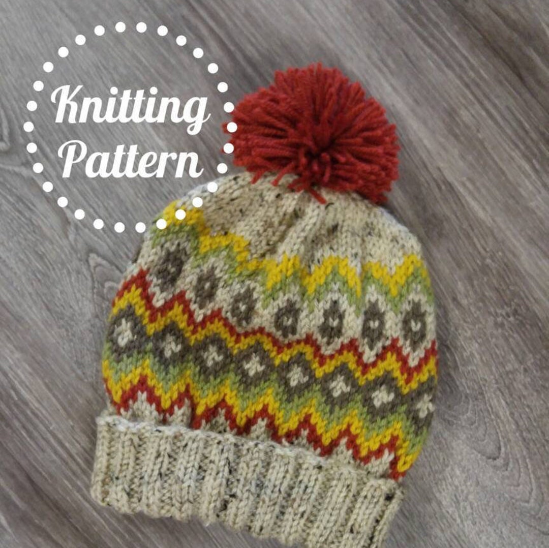 Fair Isle Knit Hat PATTERN - Etsy