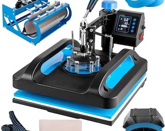 15x15" Heat Press & 30oz Tumbler and Attachments Craft Tool Set all in one Tools Kit sublimation bundle shirts hats tumblers 15x15 Machine