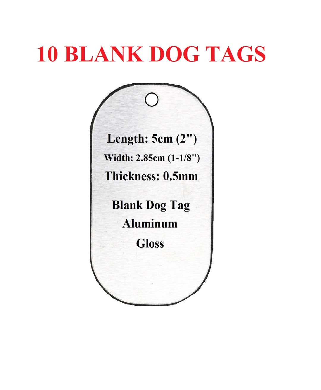 10 Blank Dog Tag Charms Silver Gloss Pet I.D Tag Jewelry Military