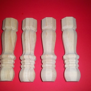 4  9&quot; Wood Table Legs a Set of Country Farmhouse Mini Furniture Leg replacement for wooden wall tier shelves dollhouse Furniture