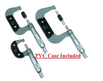 New Micrometer Set hand tools with case precise measurements SAE hardened carbide anvil