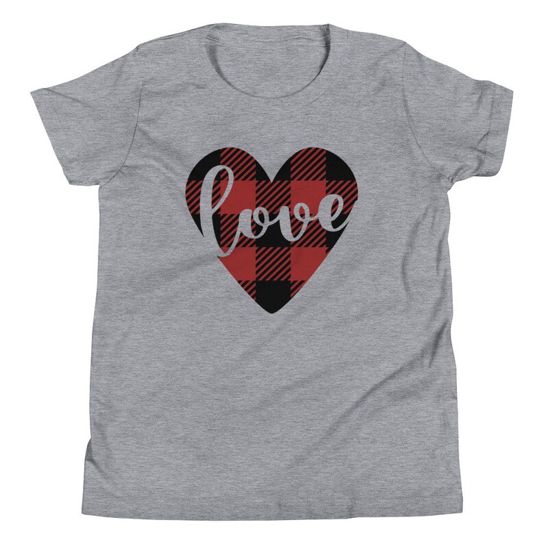Youth Valentine Shirt Buffalo Plaid Love Heart Shirt Girls Etsy