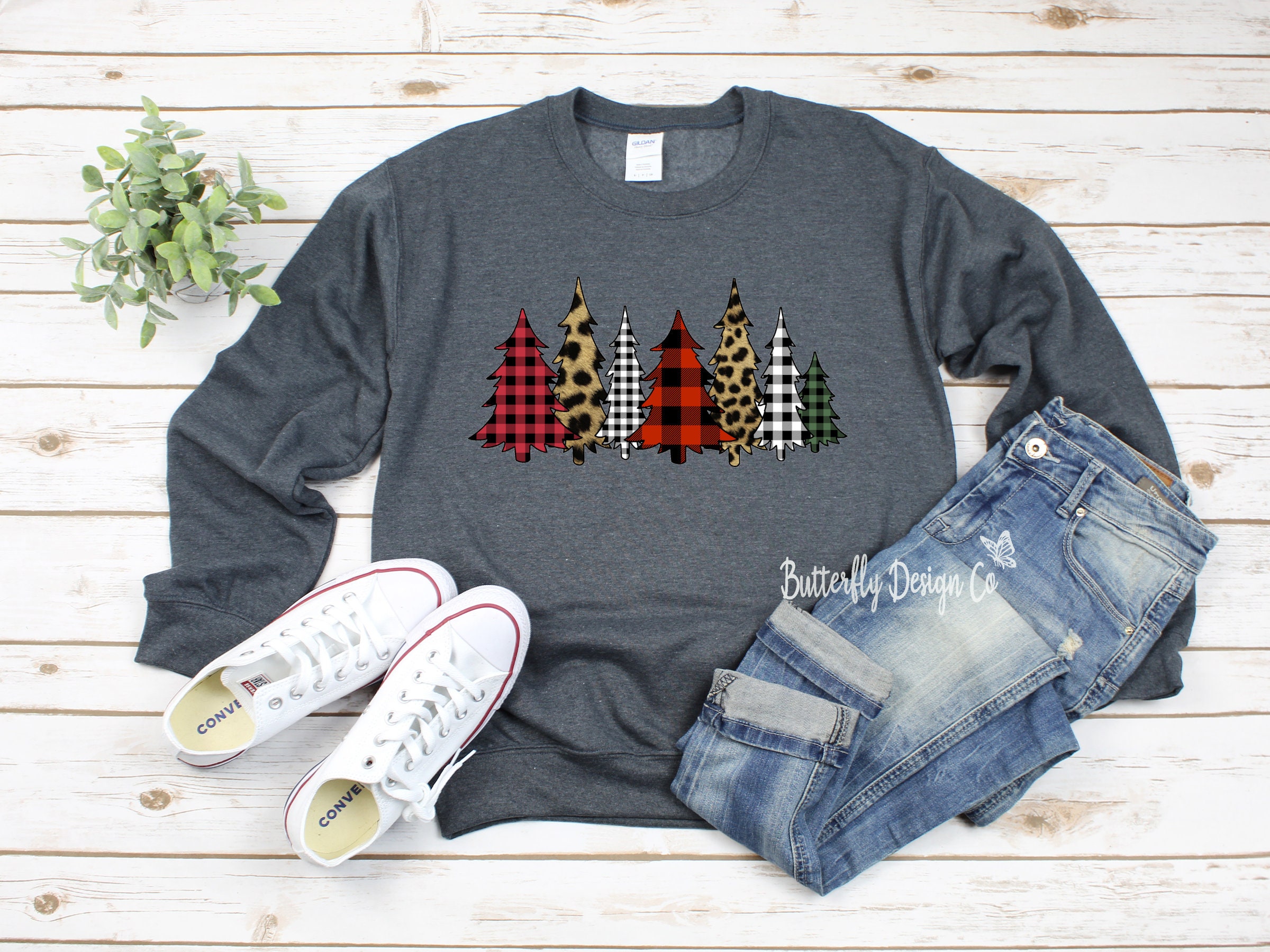 Christmas Sweatshirt Buffalo Plaid 