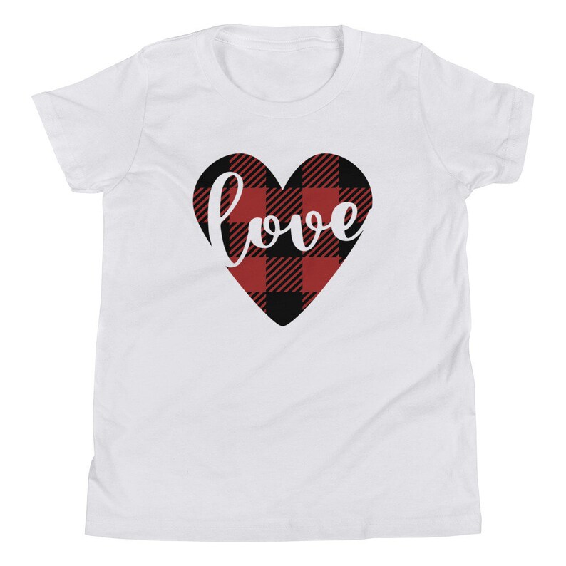 Youth Valentine Shirt Buffalo Plaid Love Heart Shirt Girls Etsy