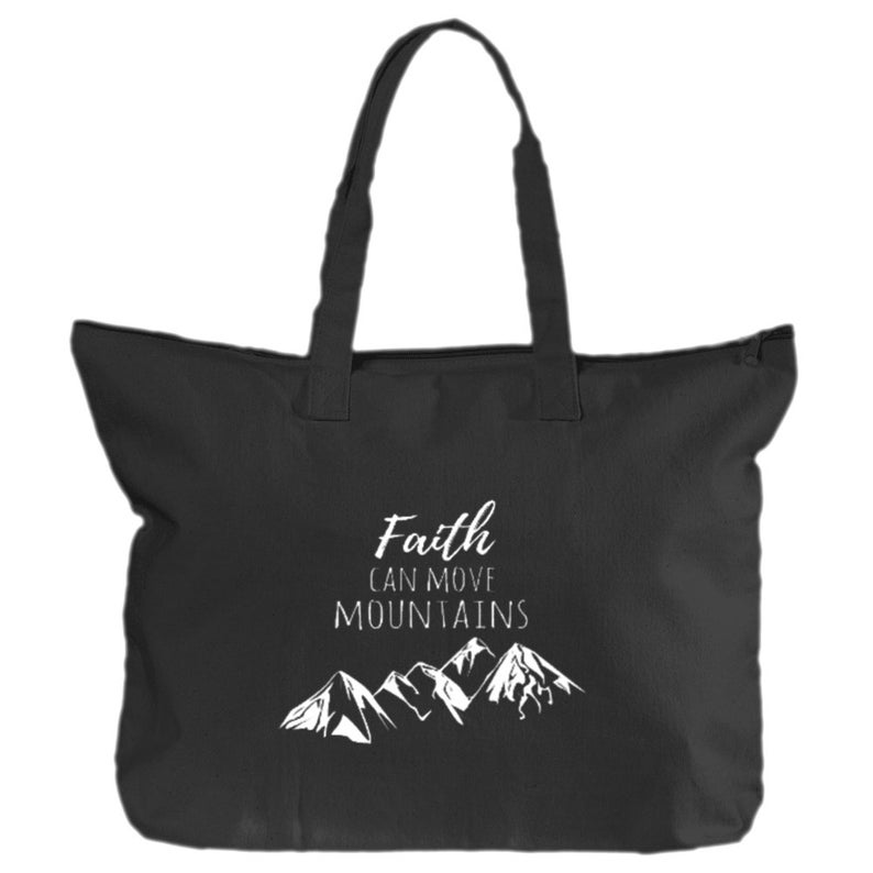 Faith Can Move Mountains Travel Zippered Tote Canvas Tote Sunday School Reading Bag Carry On Bag Teacher Gifts Bible Study