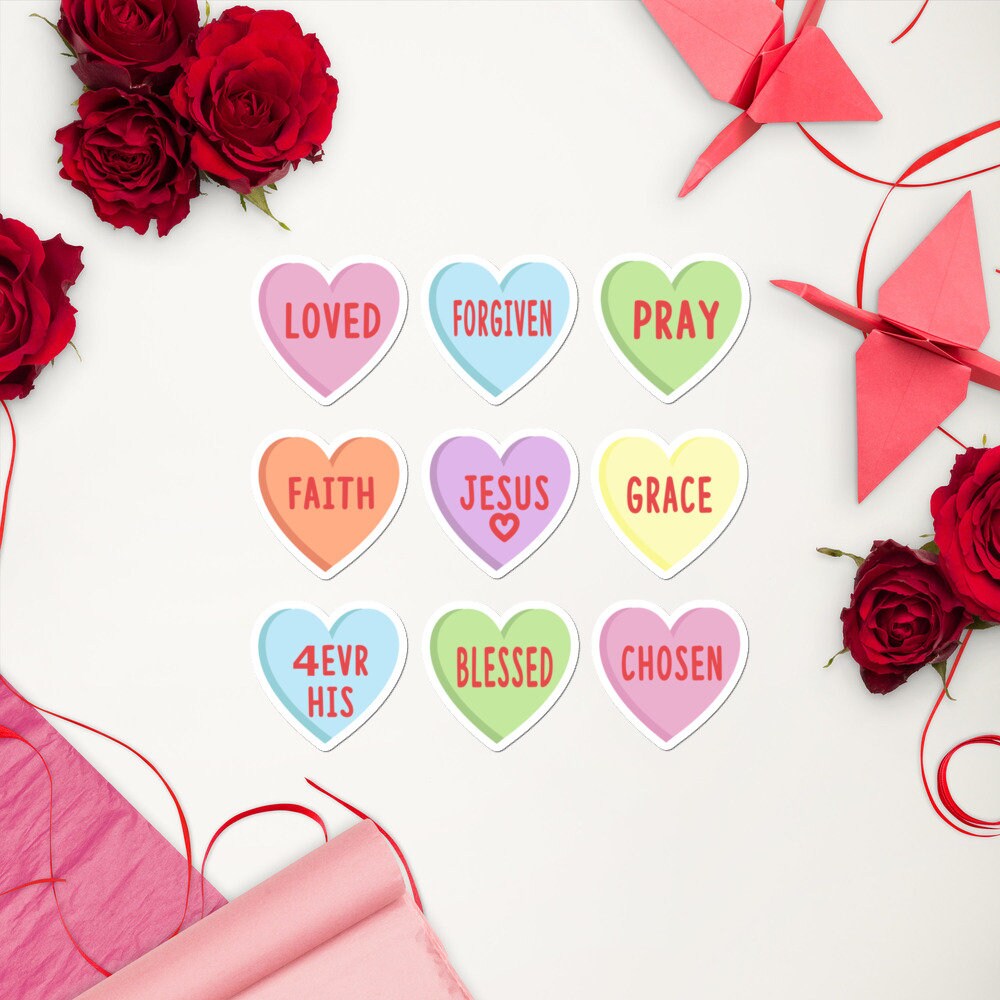 Valentine Stickers Christian Conversation Hearts Christian | Etsy