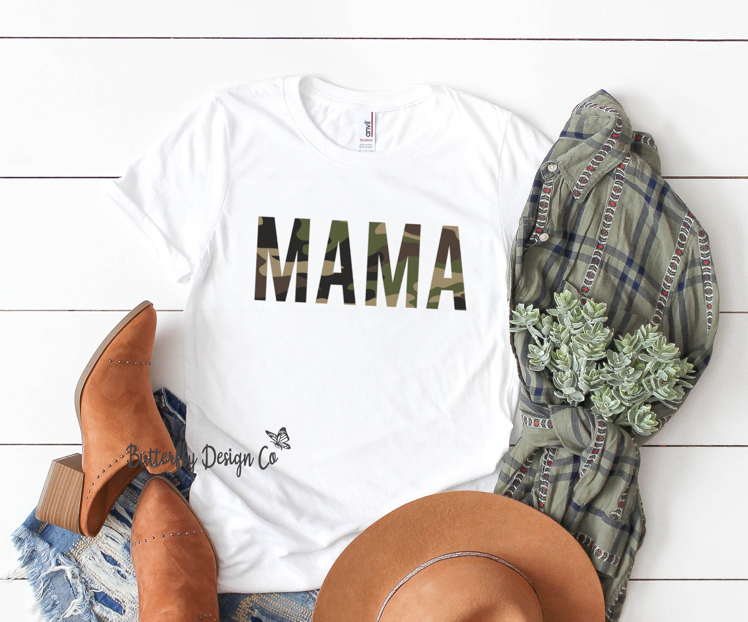 Camo Print Shirt - Mom Shirt - Mama T Shirt