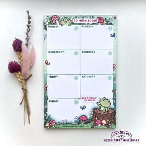 Froggy Weekly Planner Pad - Kawaii Cottagecore Frog Organization, Cute 2024 Planner, New Year&#39;s Resolutions