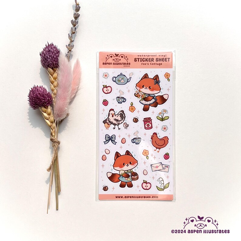Cottage Fox Weatherproof Sticker Sheet - Etsy