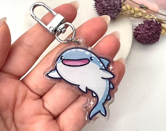 Cute Whale Shark Glitter Keychain - Kawaii Whale Shark, Sea Creature Charm