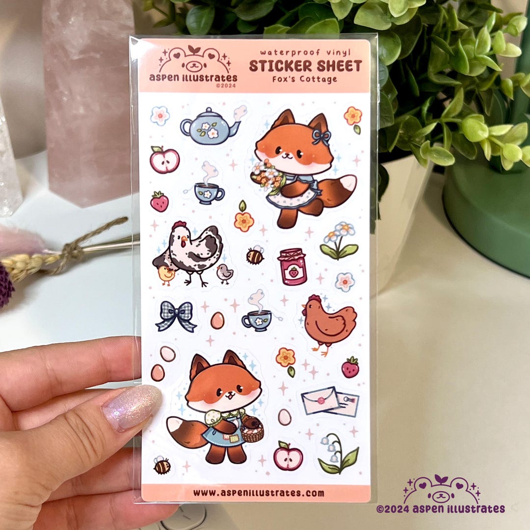Cottage Fox Weatherproof Sticker Sheet - Etsy