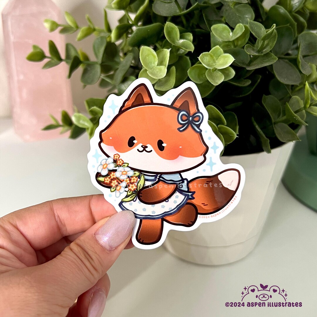 Cottage Fox Weatherproof Sticker - Kawaii Cottagecore Sticker | Laptop ...