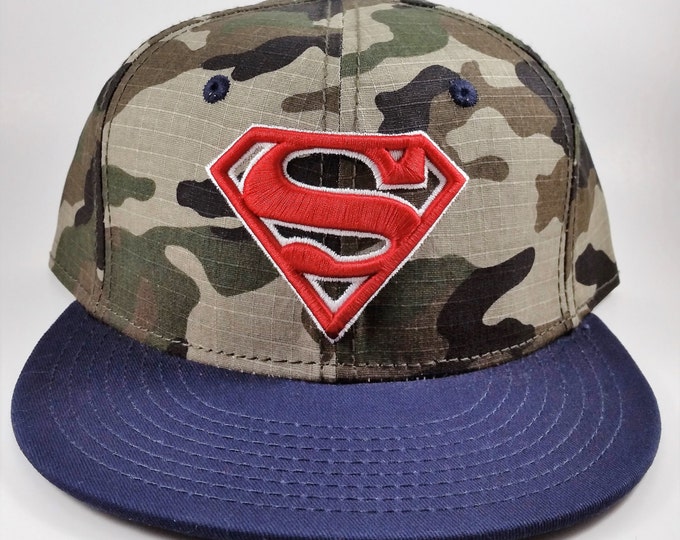 Superman Baseball Cap, Fitted DC Comics Camo/navy Etsy