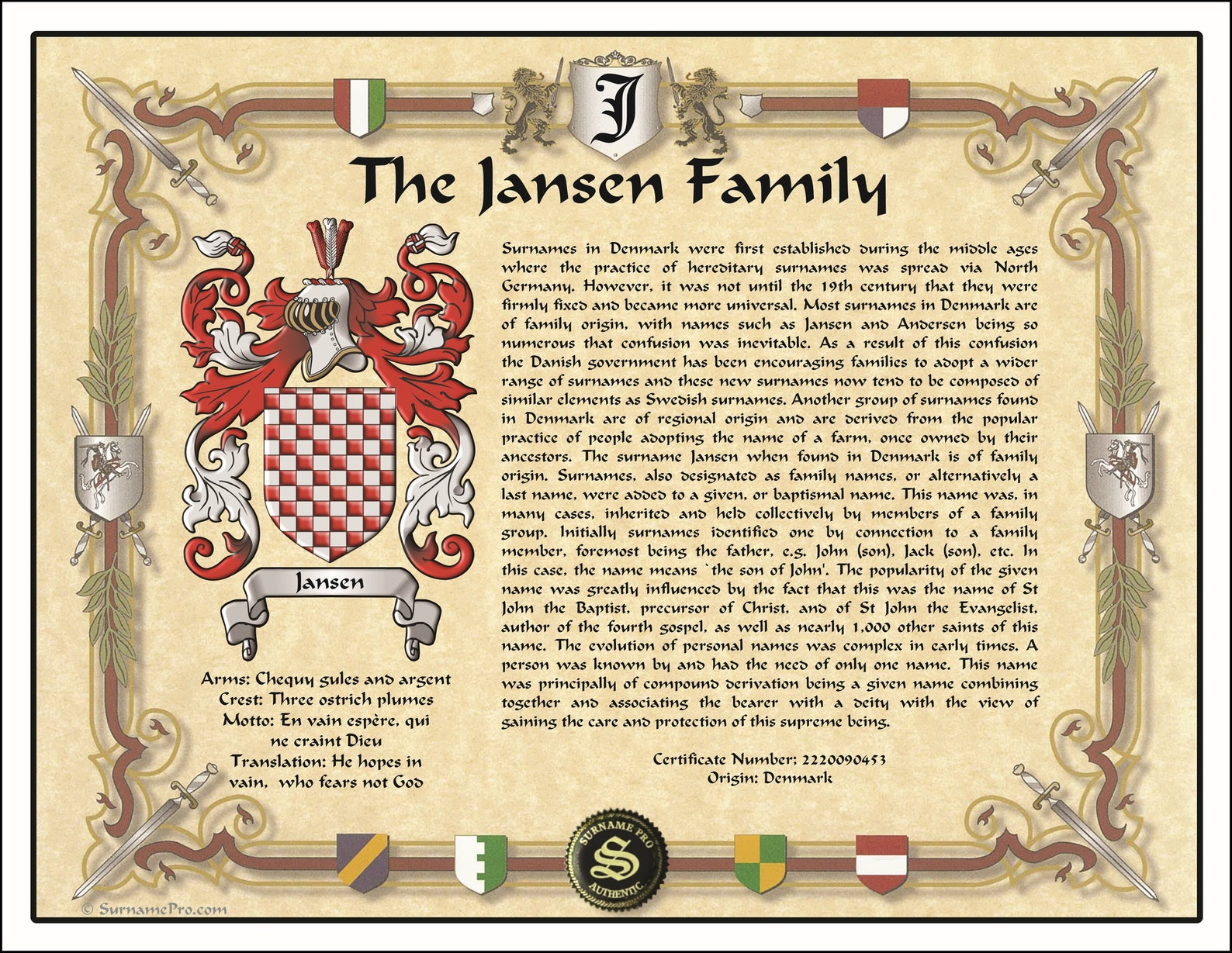 Family Crest Coat of Arms Name Origin Print at Home Digital Download ...