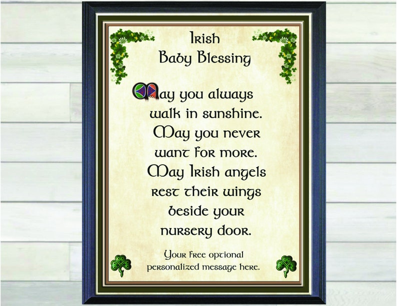 Irish Baby Blessing, Irish Family Blessing, Irish Blessing, New Baby Blessing, May Irish angels rest their wings beside your nursery door. image 3