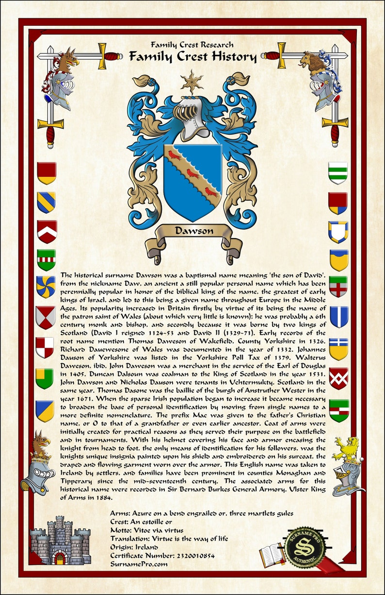 R Diagonal R Crest Custom Family Crest & Coat of Arms Scroll: Surname History Print (11x17 ...
