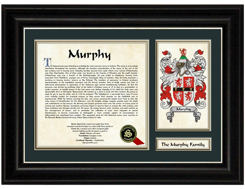 Coat of arms & last name history personalized in the classic Etsy