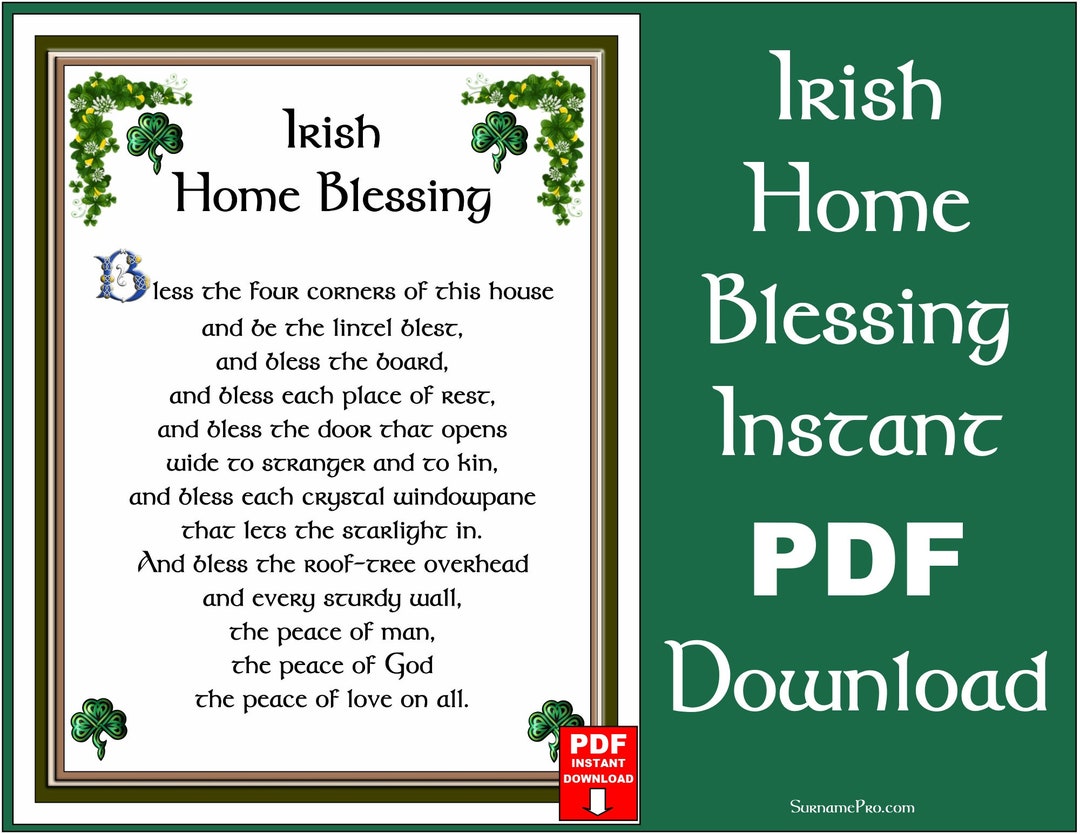Irish Home Blessing Bless This House 8.5x11 Formatted Etsy