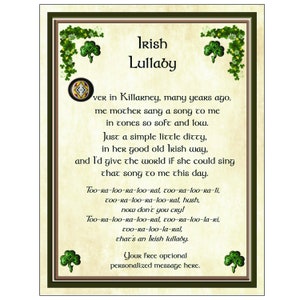 Irish Lullaby, Lullaby, Irish, Gifts from Ireland, Irish Baby Gift, Irish Gift for Mom, Irish Family Gift, The Irish Collection, SurnamePro