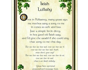 Irish Lullaby, Lullaby, Irish, Gifts from Ireland, Irish Baby Gift, Irish Gift for Mom, Irish Family Gift, The Irish Collection, SurnamePro