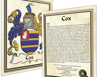 Two Page Family Crest Coat of Arms with Surname History Last Names, Surnames, Coats of Arms, Family Name History Crests, SurnamePro Armorial